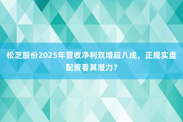 松芝股份2025年营收净利双增超八成，正规实盘配资看其潜力？
