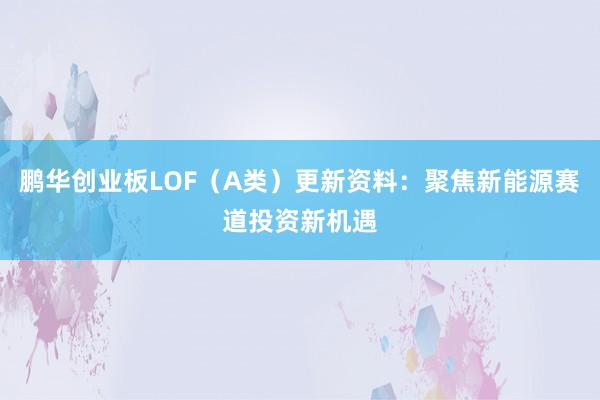 鹏华创业板LOF(A类)更新资料:聚焦新能源赛道投资新机遇