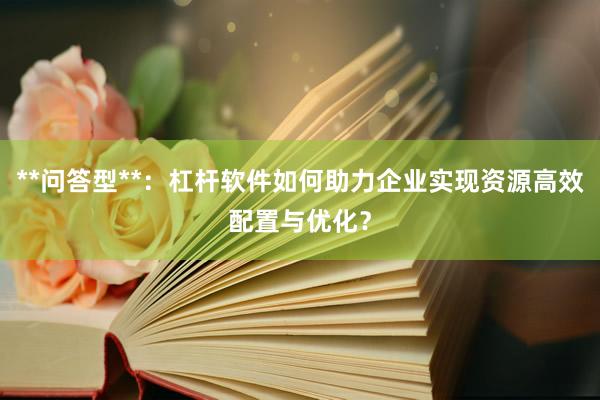 **问答型**:杠杆软件如何助力企业实现资源高效配置与优化?