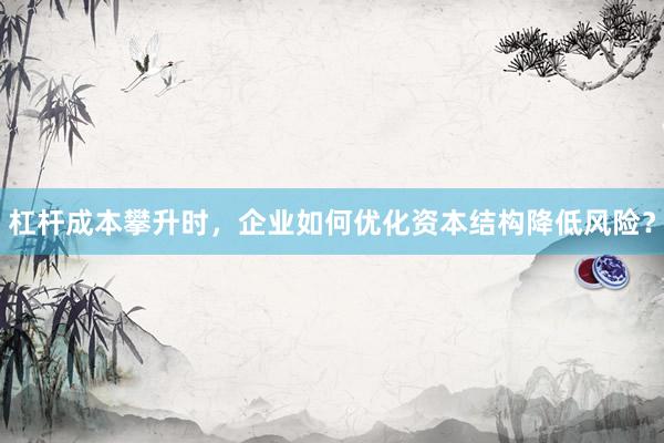 杠杆成本攀升时，企业如何优化资本结构降低风险？