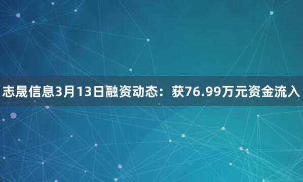 志晟信息3月13日融资动态：获76.99万元资金流入