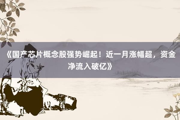 《国产芯片概念股强势崛起！近一月涨幅超，资金净流入破亿》
