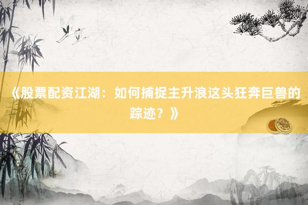 《股票配资江湖：如何捕捉主升浪这头狂奔巨兽的踪迹？》