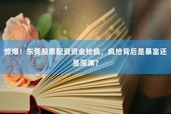 惊爆！东莞股票配资资金抢疯，疯抢背后是暴富还是深渊？