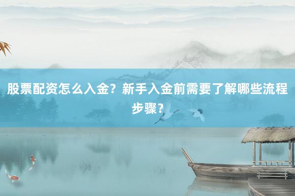 股票配资怎么入金？新手入金前需要了解哪些流程步骤？